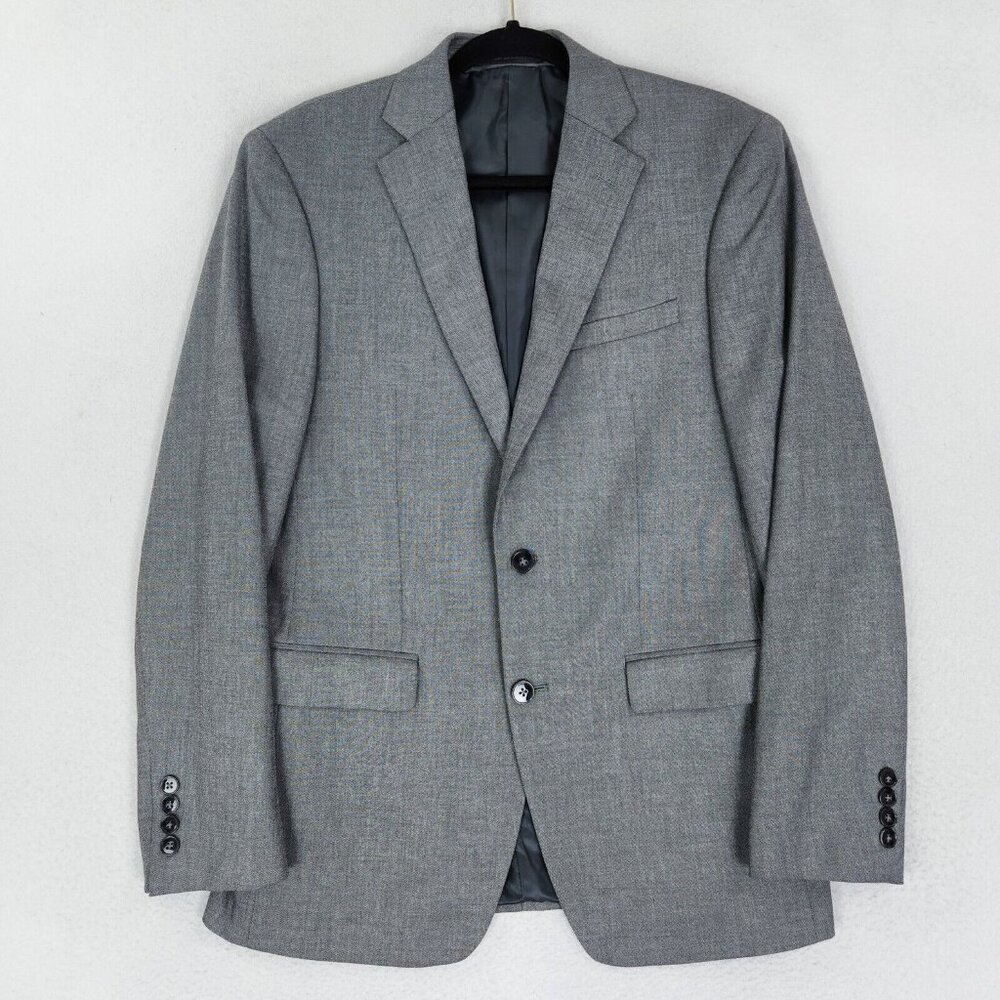 Calvin Klein Jacket Mens 38R Gray Blazer Two Button Suit Coat Classic Career